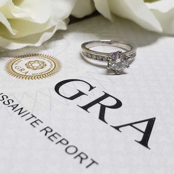 1 Carat Moissanite Solitaire Ring with 925 Sterling Silver Band - Picture 5 of 11